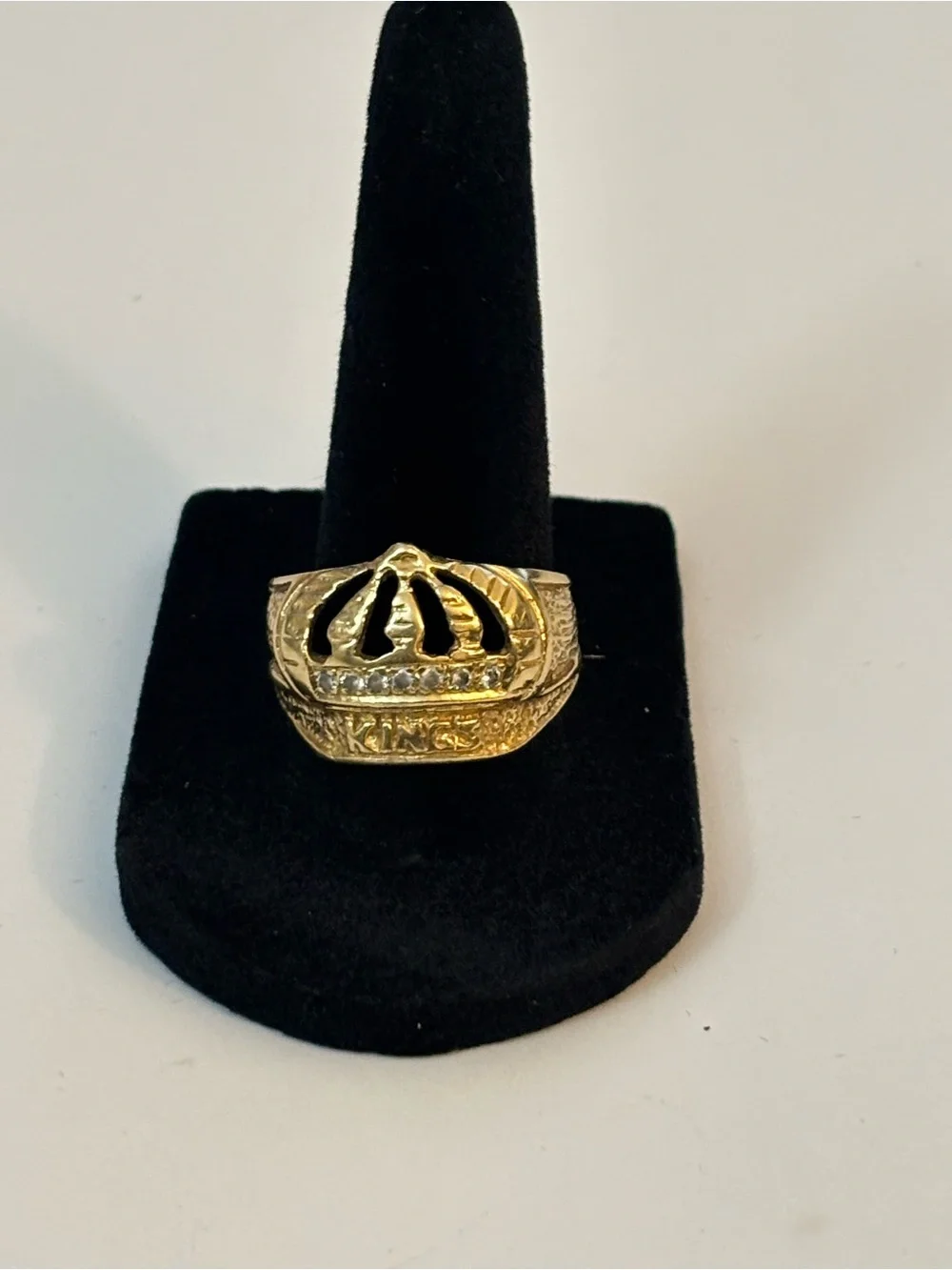 Men's 14k Yellow Solid Gold Kings Crown Diamond Ring